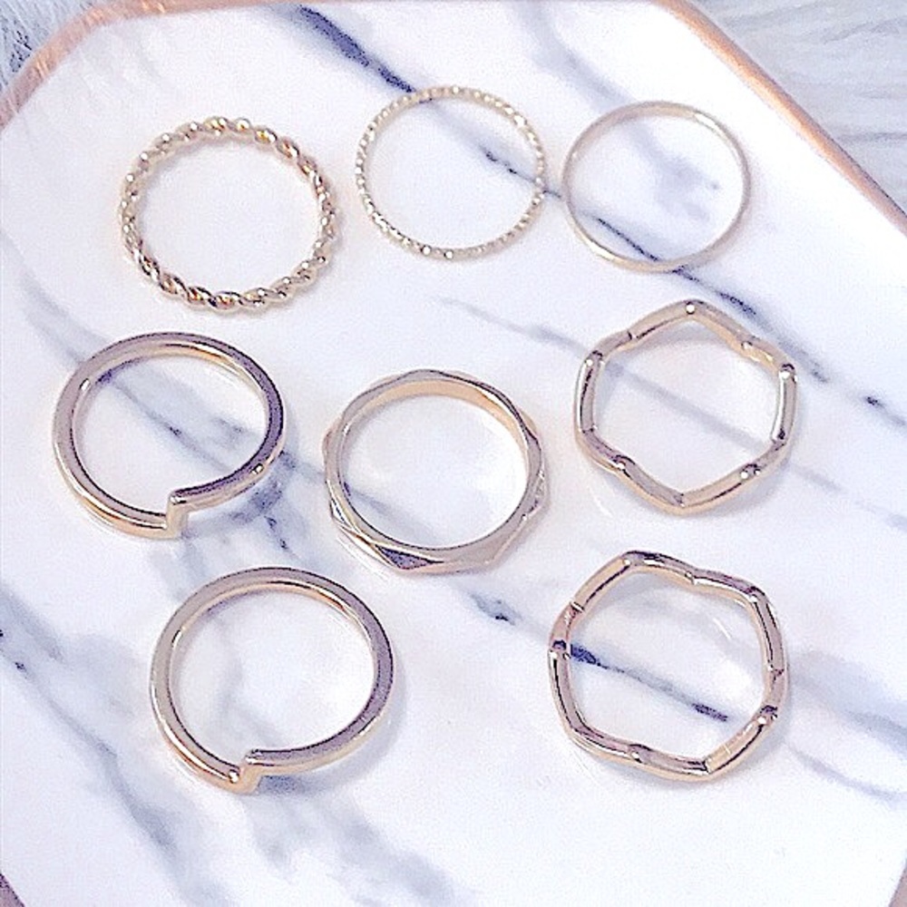 🆕Trendy💍Boho Stackable Gold 8pc Ring Set - Picture 2 of 16
